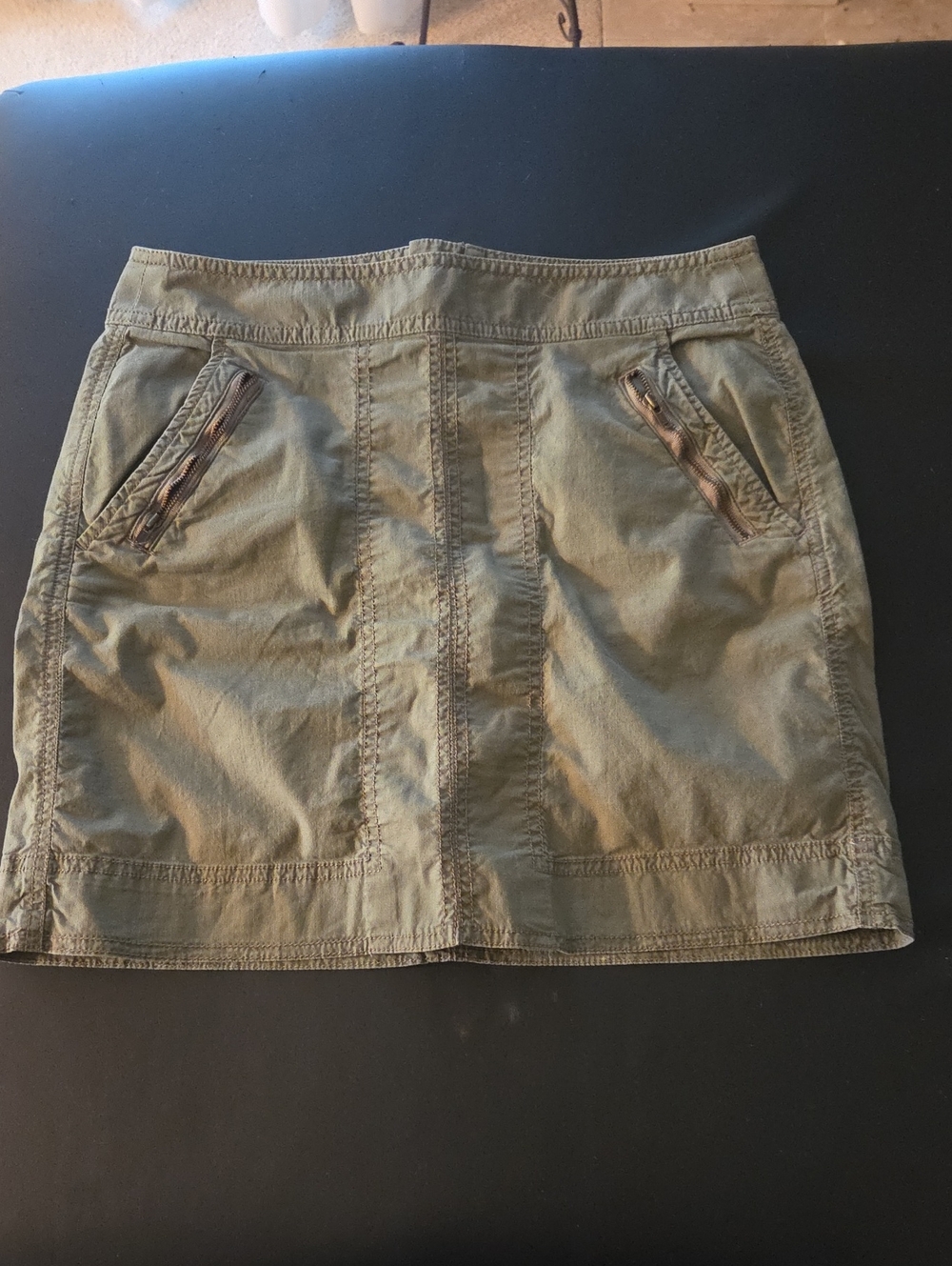 LOFT Olive Utility Mini Skirt with Zip Pockets
